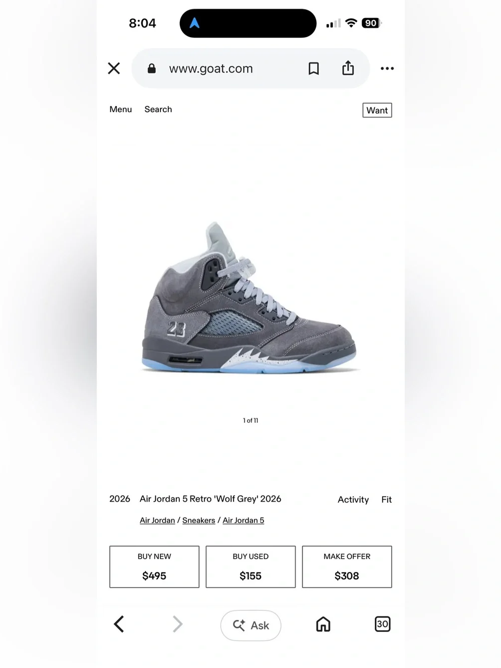 New! Air Jordan 5 Retro “Wolf Grey” (2026)! Authentic!